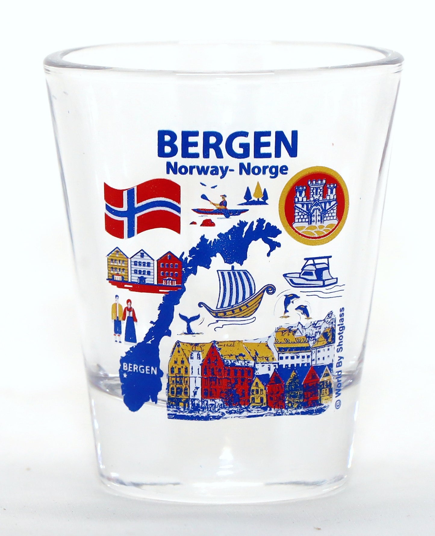 Bergen Norway Landmarks and Icons Collage Shot Glass