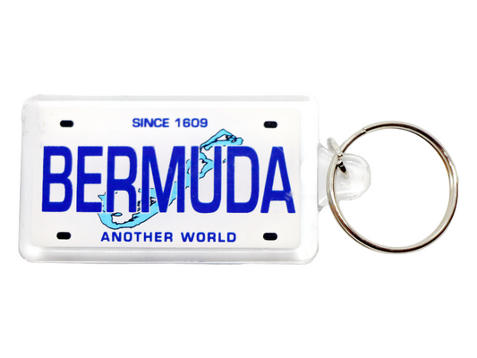 Bermuda Caribbean License Plate Acrylic Rectangular Souvenir Keychain 2.25 inches X 1.25 inches