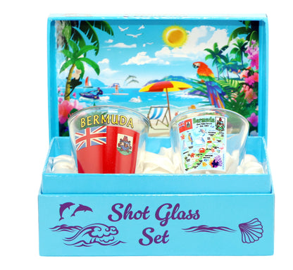 Bermuda Caribbean Shot Glass Boxed Set (Set of 2)