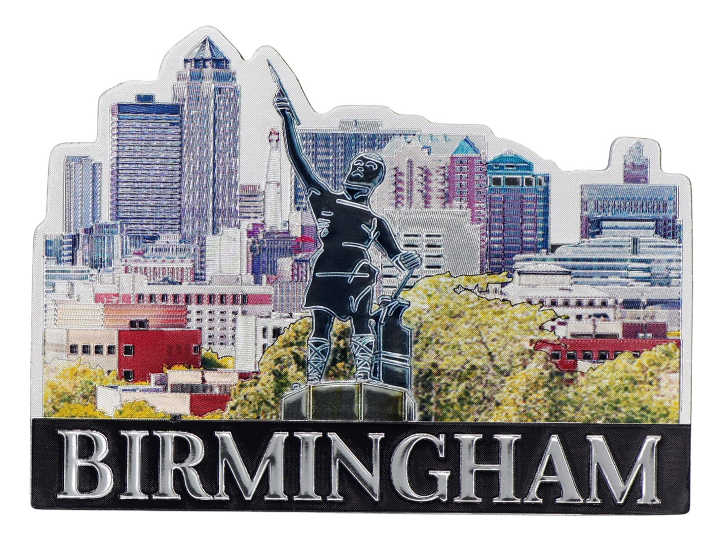Birmingham Alabama City Sky Monument Foil Magnet 3.5"x 2.5"x 0.125"