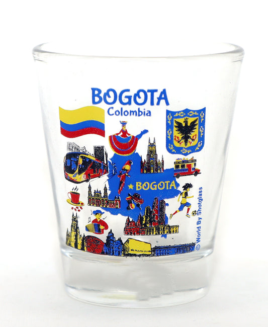 Bogota Colombia Landmarks and Icons Collage Shot Glass