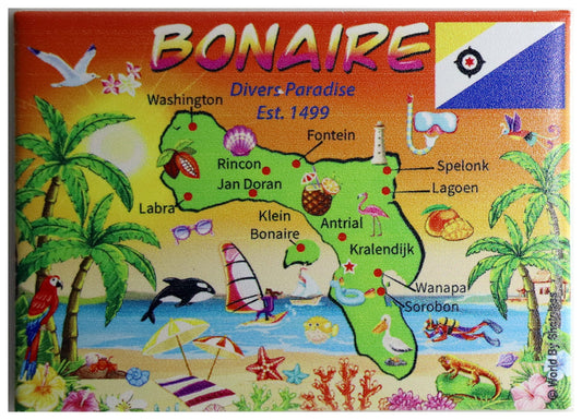 Bonaire Map Caribbean Fridge Collector's Souvenir Magnet 2.5 inches X 3.5 inches