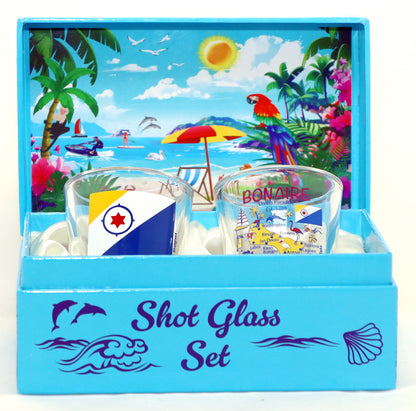 Bonaire Caribbean Shot Glass Boxed Set (Set of 2)