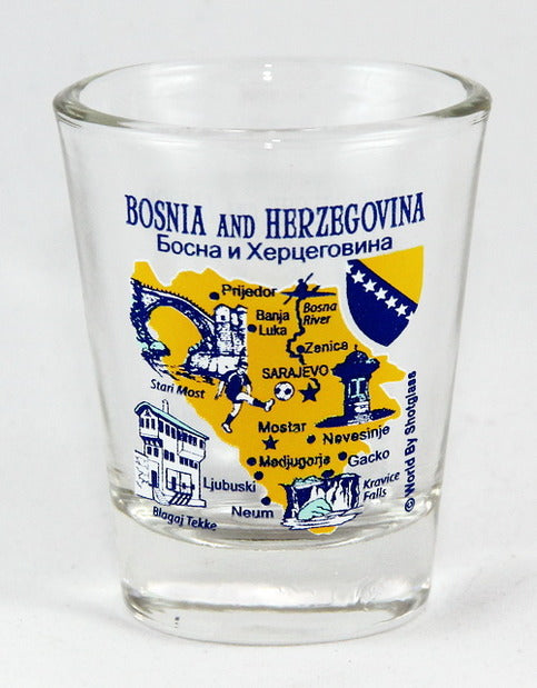 Bosnia and Herzegovina Landmarks and Icons Collage Shot Glass