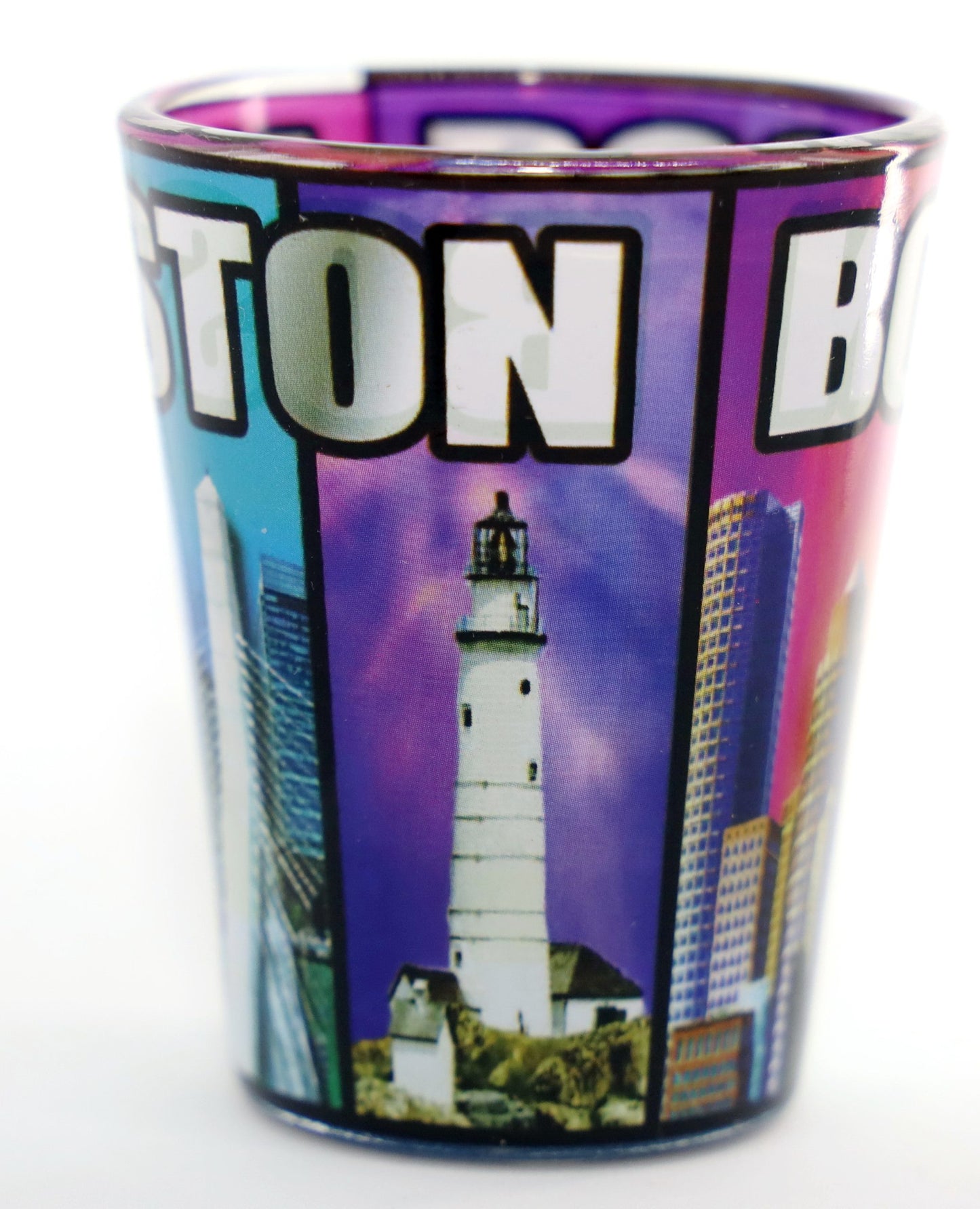 Boston Massachusetts Color Windows Outside Color Skyline Inside Shot Glass