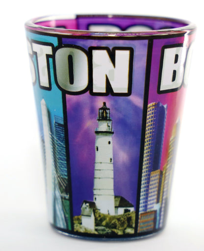 Boston Massachusetts Color Windows Outside Color Skyline Inside Shot Glass