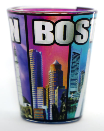 Boston Massachusetts Color Windows Outside Color Skyline Inside Shot Glass