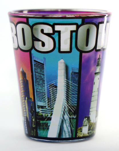 Boston Massachusetts Color Windows Outside Color Skyline Inside Shot Glass
