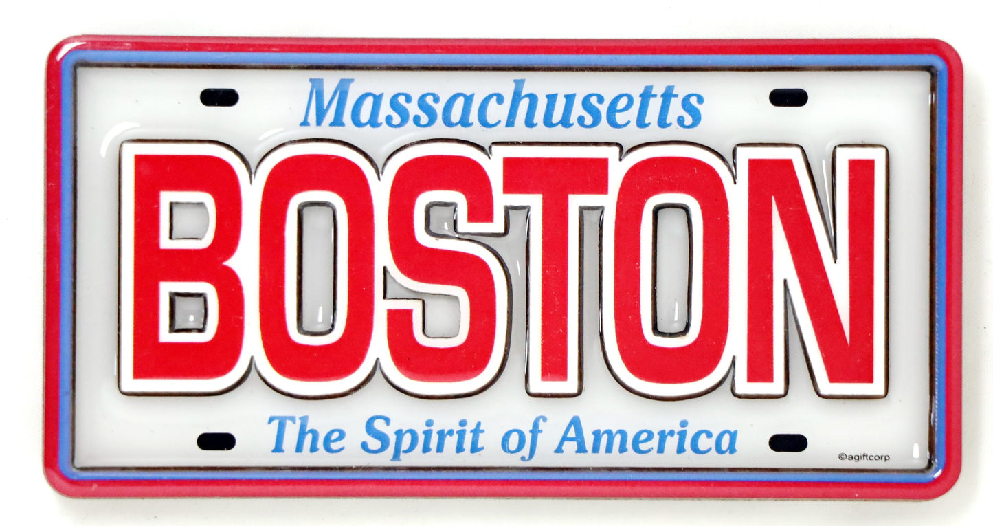 Boston Massachusetts License Plate Dual Layer MDF magnet