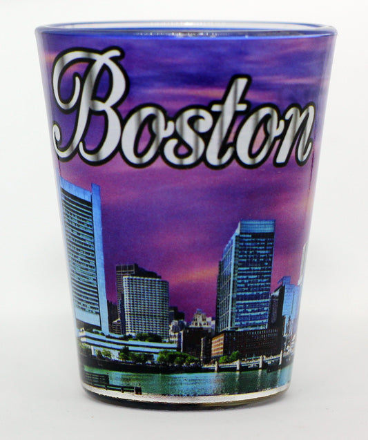 Boston Massachussetts Lavender Skyline Shot Glass