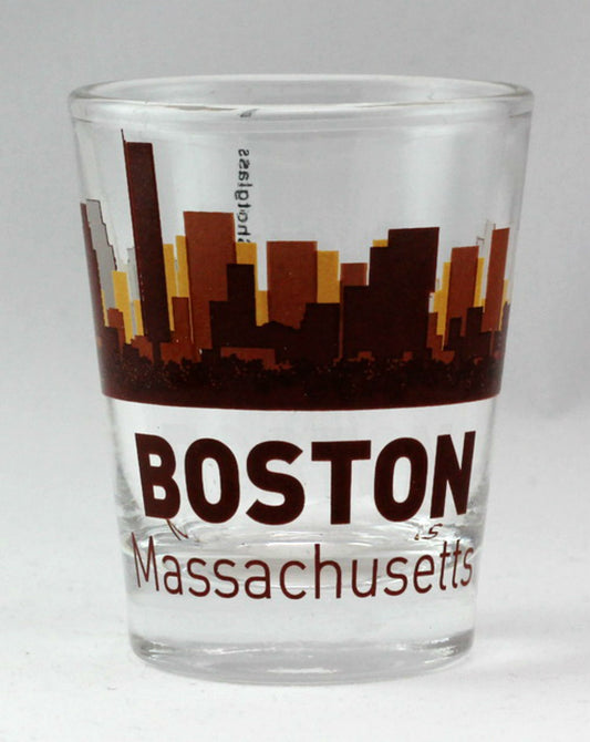 Boston Massachusetts Sunset Skyline Shot Glass