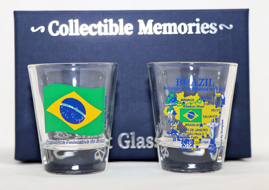 Brazil Souvenir Boxed Shot Glass Set (Set of 2)