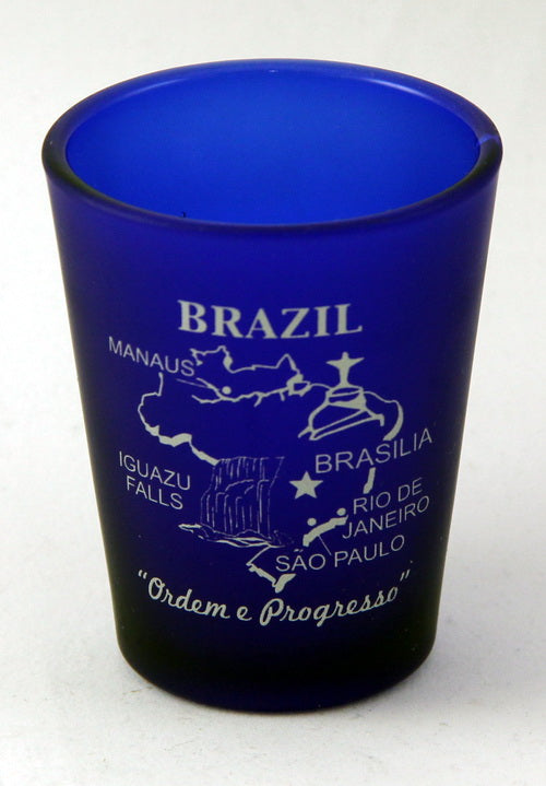 Brazil Cobalt Blue Frosted Shot Glass