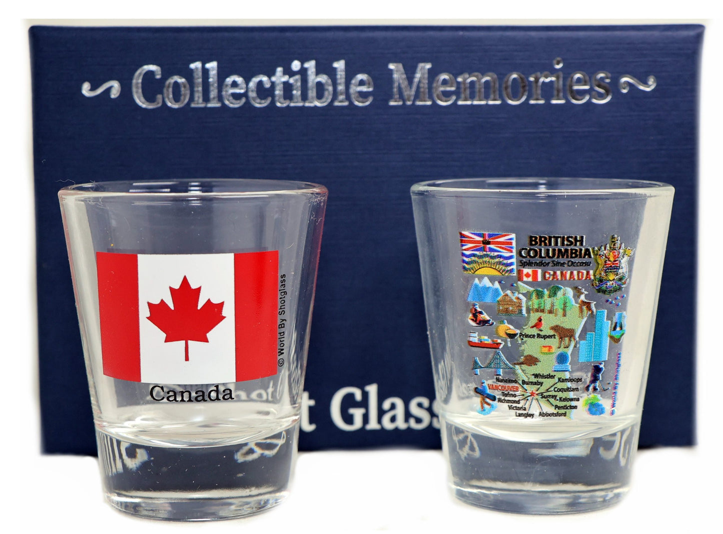 British Columbia Canada Souvenir Boxed Shot Glass Set (Set of 2)