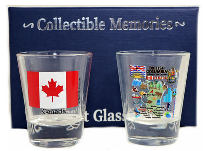 British Columbia Canada Souvenir Boxed Shot Glass Set (Set of 2)