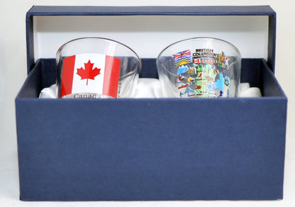 British Columbia Canada Souvenir Boxed Shot Glass Set (Set of 2)