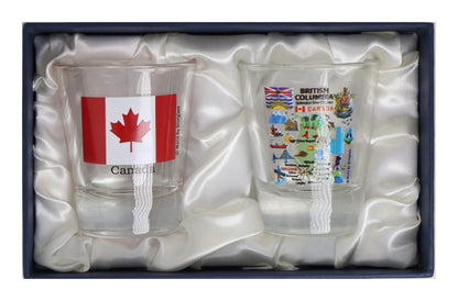 British Columbia Canada Souvenir Boxed Shot Glass Set (Set of 2)