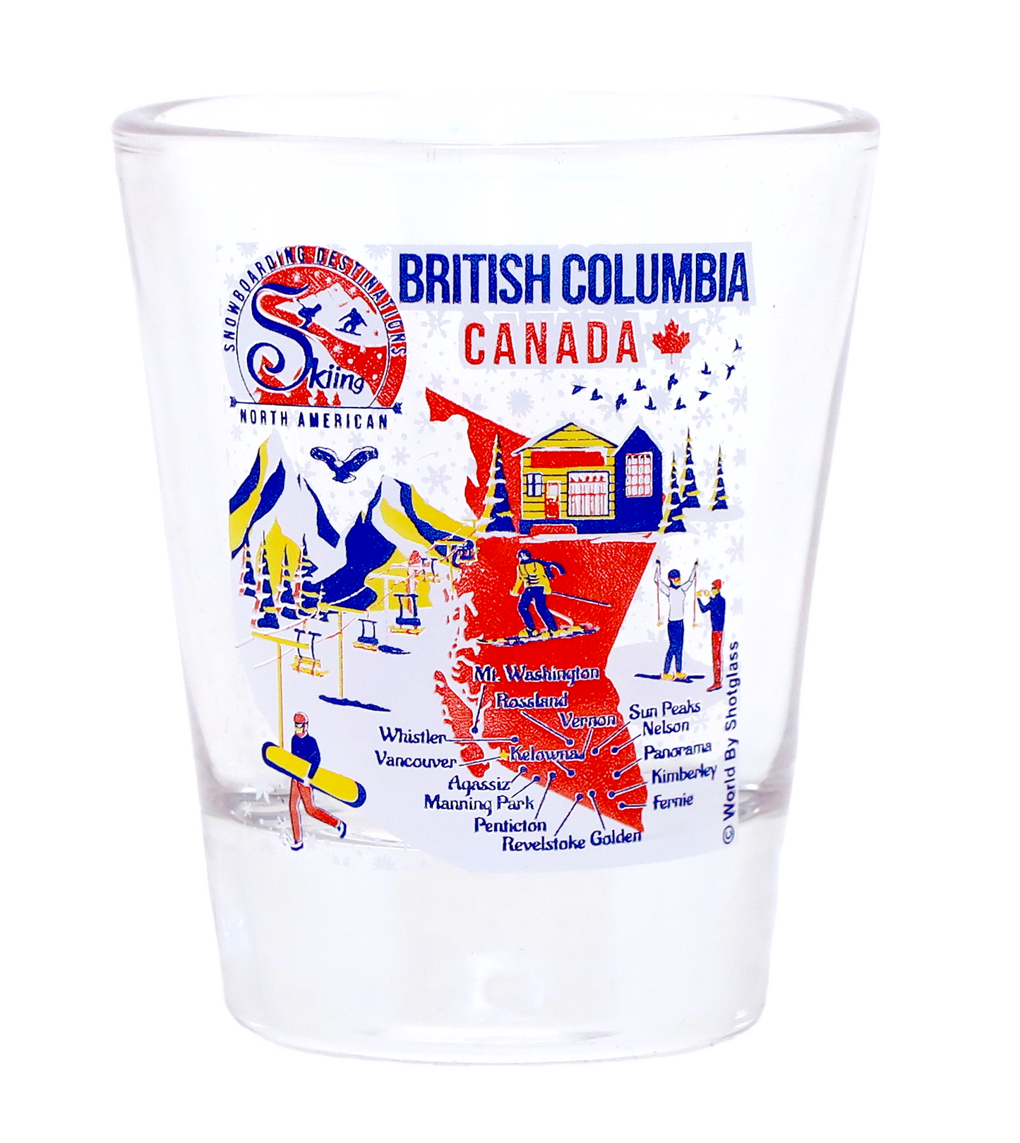 British Columbia Canada North American Skiing and Snowboarding Destinations Shot Glass