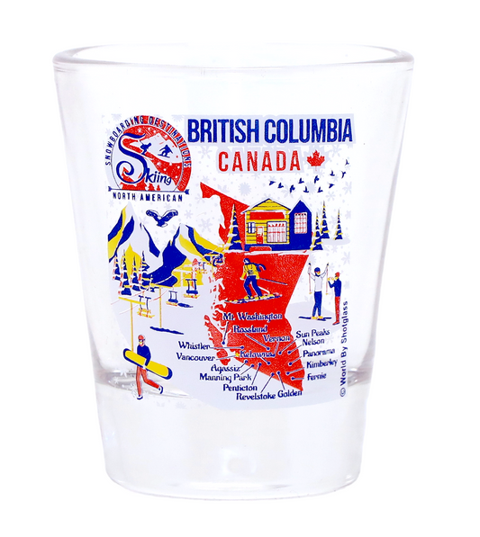 British Columbia Canada North American Skiing and Snowboarding Destinations Shot Glass