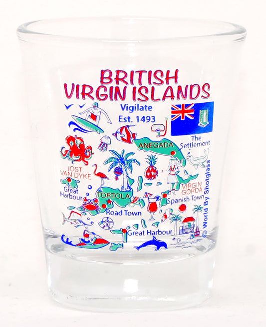 British Virgin Islands Landmarks and Icons Collage Shot Glass