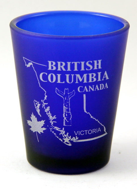British Columbia Canada Cobalt Blue Frosted Shot Glass