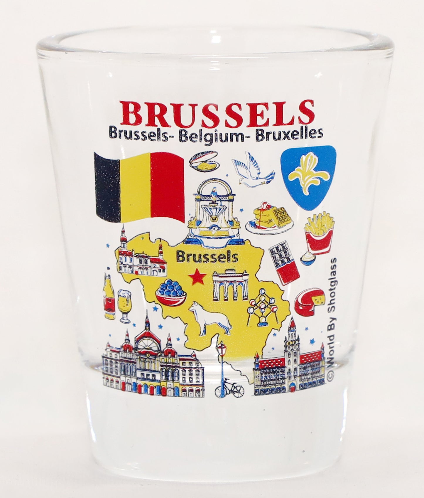 Brussels Belgium Landmarks and Icons Collage Shot Glass