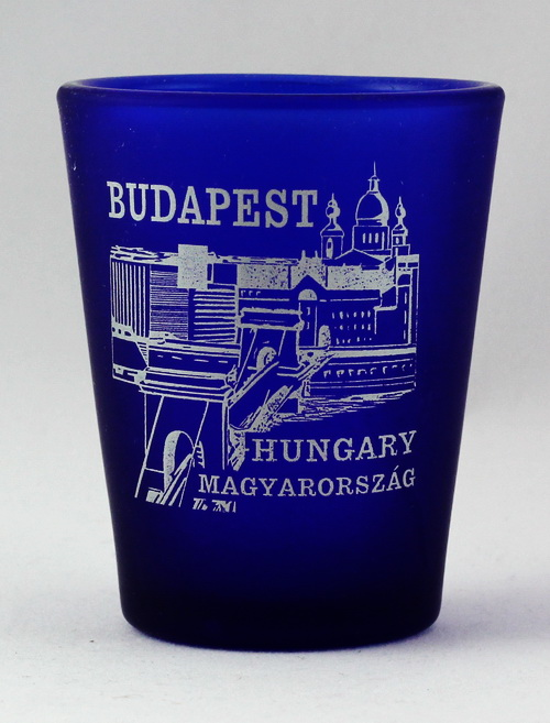 Budapest Hungary Cobalt Blue Frosted Shot Glass