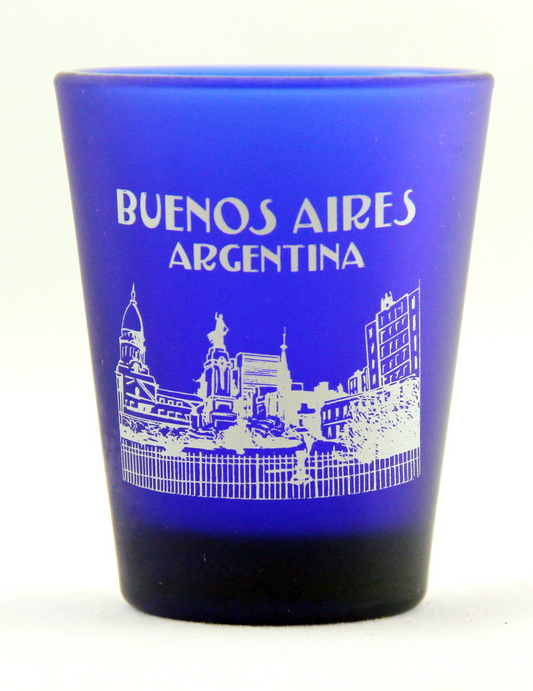 Buenos Aires Argentina Cobalt Blue Frosted Shot Glass