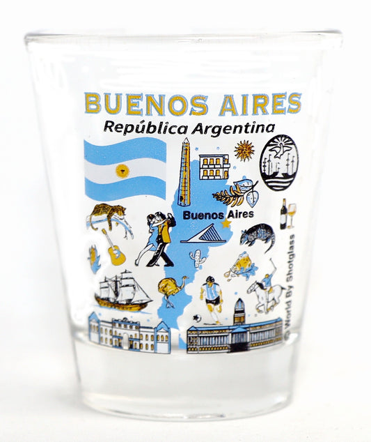 Buenos Aires Argentina Landmarks and Icons Collage Shot Glass