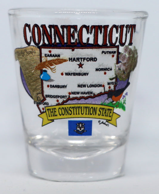 Connecticut State Elements Map Shot Glass
