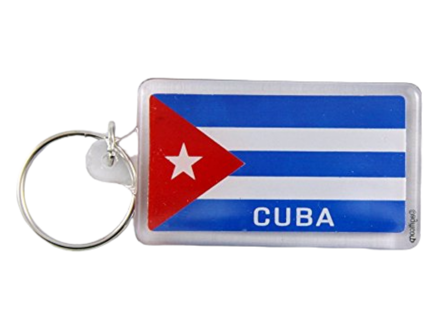 Cuba Flag Acrylic Rectangular Souvenir Keychain 2.5 inches X 1.5 inches