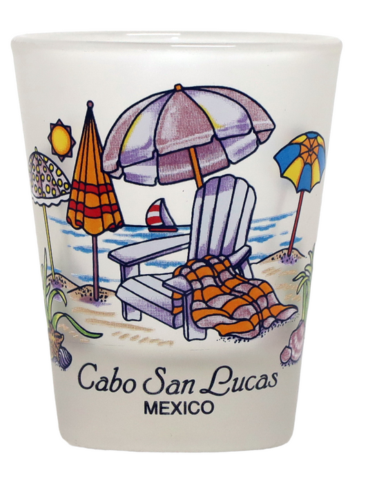 Cabo San Lucas Mexico Beach Chair Frosted Shot Glass