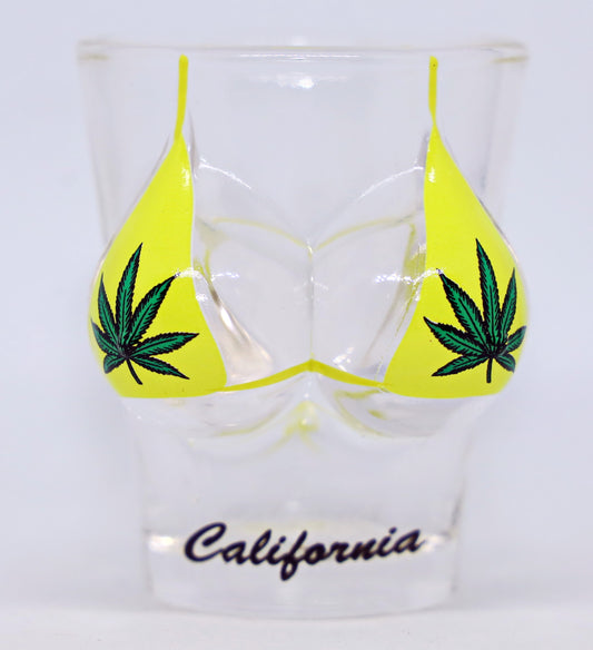 California Pot Leaf Bikini Bust 3D Shot Glass