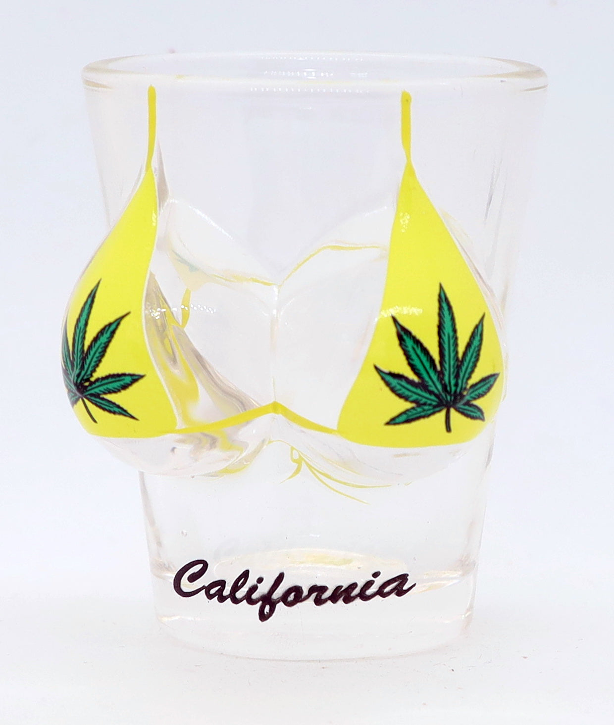 California Pot Leaf Bikini Bust 3D Shot Glass