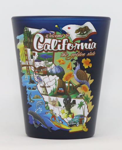 California State Map Blue Shot Glass