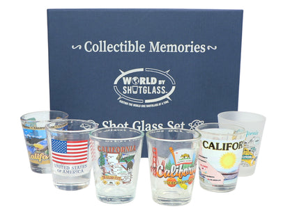 California United States USA Souvenir Boxed Shot Glass Set (Set of 6)