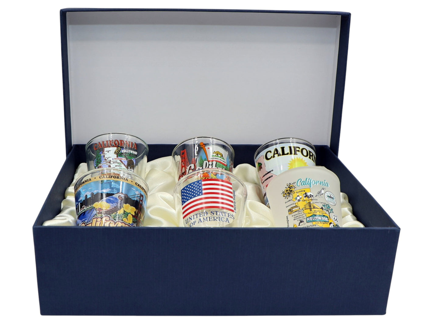 California United States USA Souvenir Boxed Shot Glass Set (Set of 6)