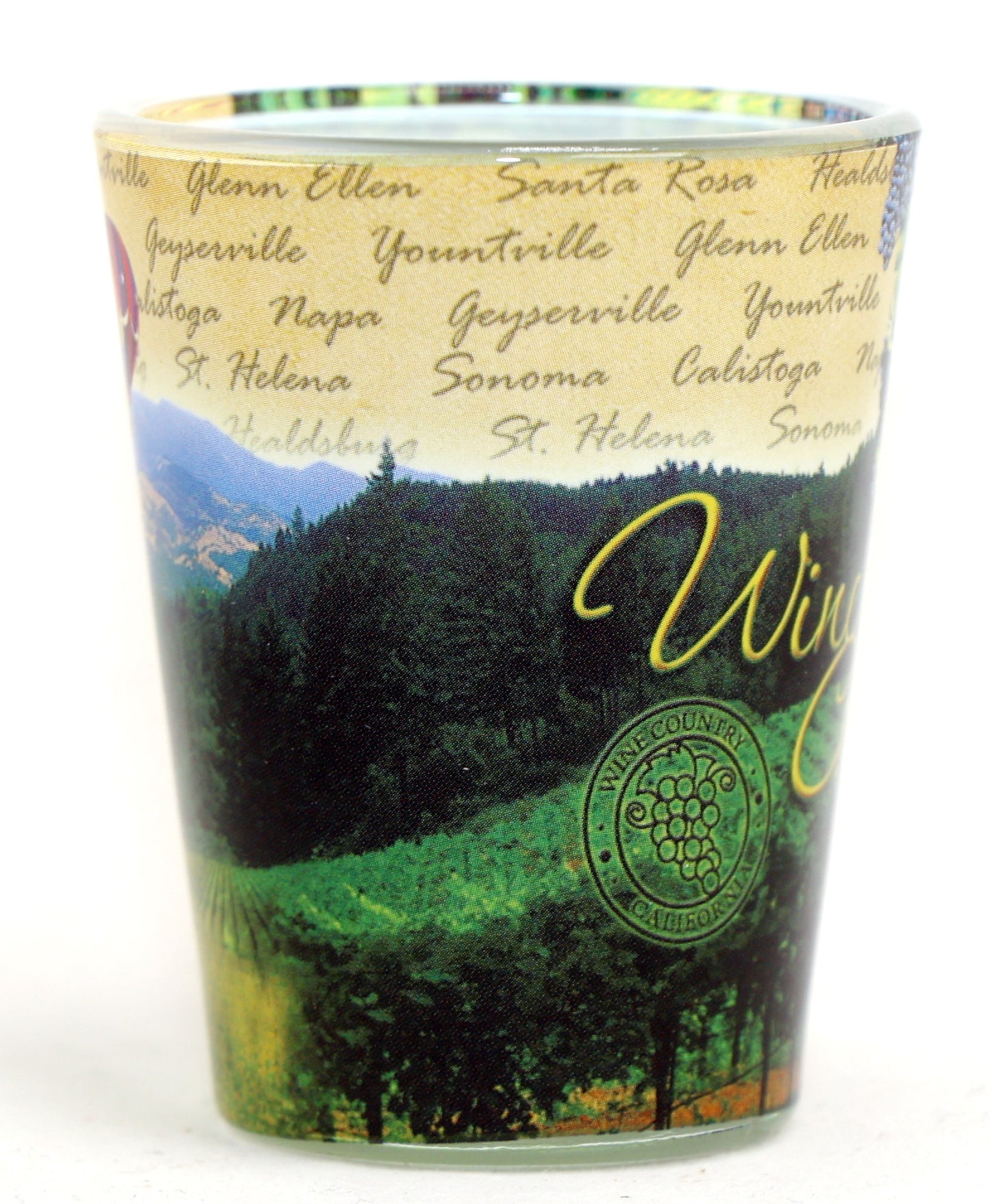 California Wine Country Stamp Design Shot Glass