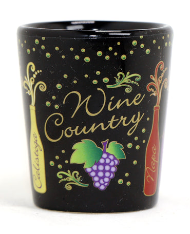 California Wine Varieties Black Shot Glass