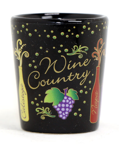 California Wine Varieties Black Shot Glass