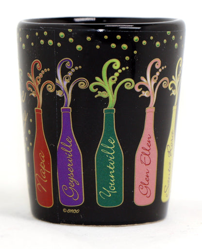 California Wine Varieties Black Shot Glass