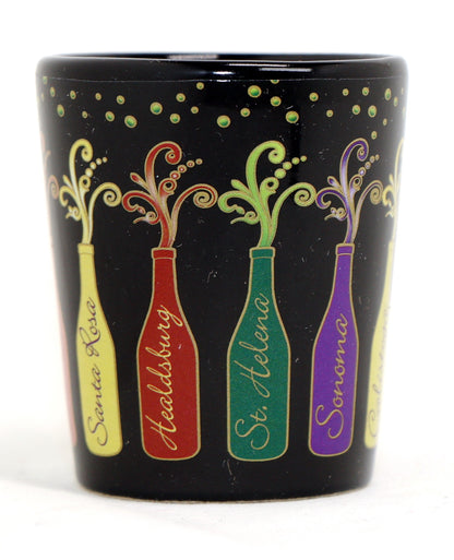 California Wine Varieties Black Shot Glass