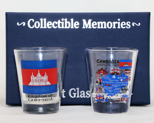 Cambodia Souvenir Boxed Shot Glass Set (Set of 2)