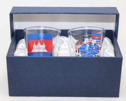 Cambodia Souvenir Boxed Shot Glass Set (Set of 2)
