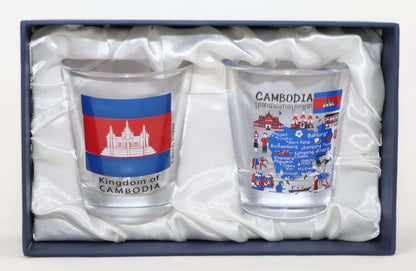 Cambodia Souvenir Boxed Shot Glass Set (Set of 2)