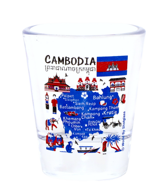 Cambodia Landmarks And Icons Collage Shot Glass