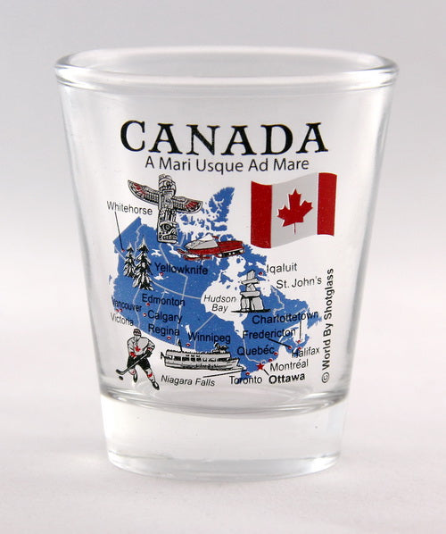 Canada Landmarks and Icons Collage Clear Shot Glass