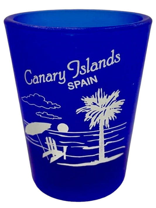 Canary Islands Spain Cobalt Blue Frosted Shot Glass