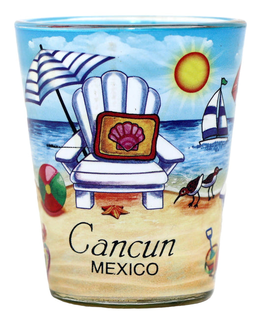 Cancun Mexico Beach Chair In-And-Out Shot Glass