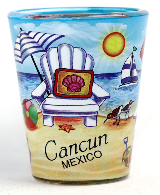 Cancun Mexico Beach Chair In-And-Out Shot Glass